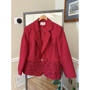 Giovanna Signature blazer with one button closure Beaded size 22W Red